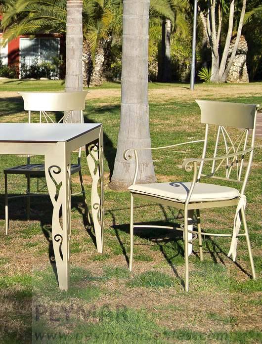 Silla de forja sin brazos especial para exterior